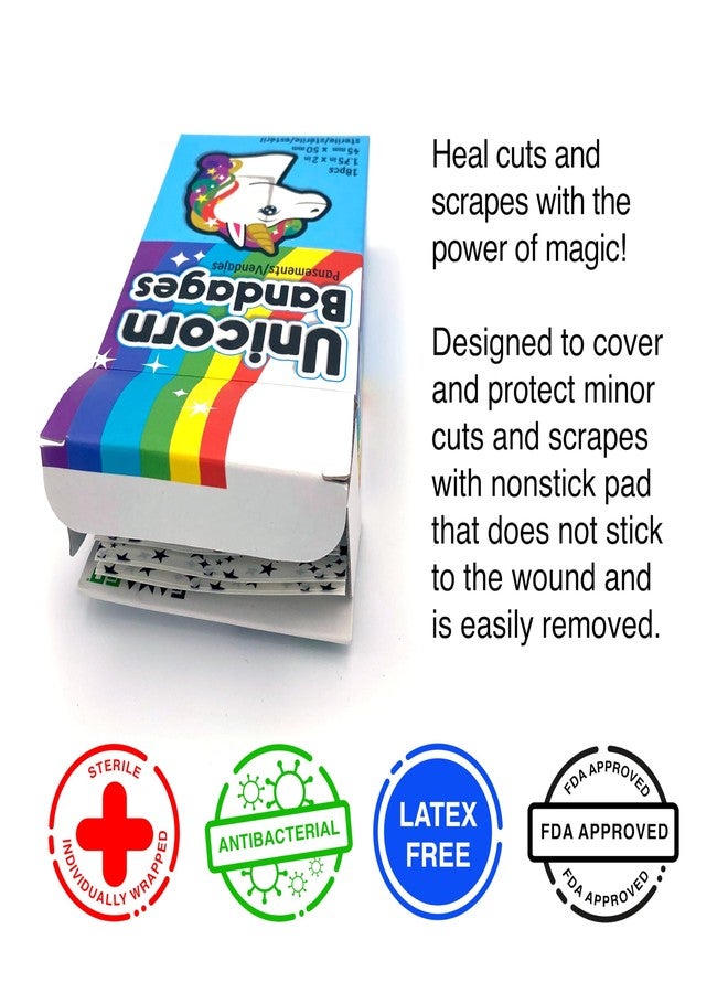 GAMAGO Unicorn Adhesive Bandages - Pack of 18 Individually Wrapped Self-Adhesive Kid Bandages, Easy to Remove, Latex-Free, Sterile, Ideal for Unicorn Lovers & Parents, First Aid Plasters - Image 3